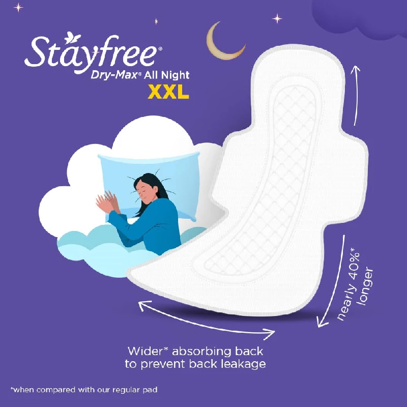 Stayfree Dry Max All Night XXL Dry Cover Sanitary Pads, 28 Pads-3.webp